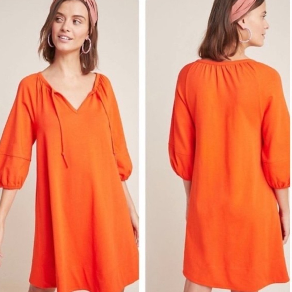 Anthropologie Orange Anais Tunic Dress Small F